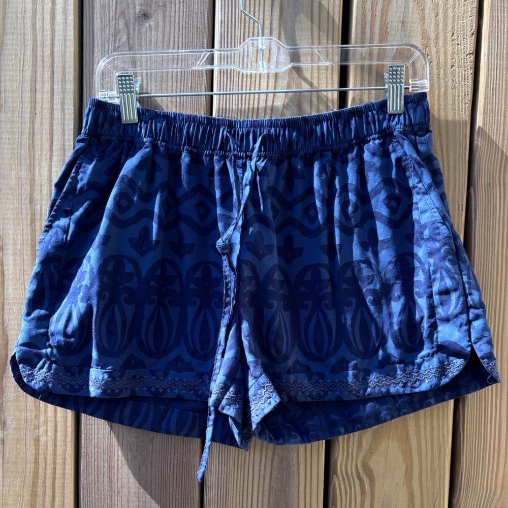 Vineyard Vines Womens Blue Geometric Damask Print Drawstring Shorts Size M